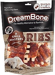 DreamBone Grill Masters Ribs Chews Dog Treats, 7 Full Racks
