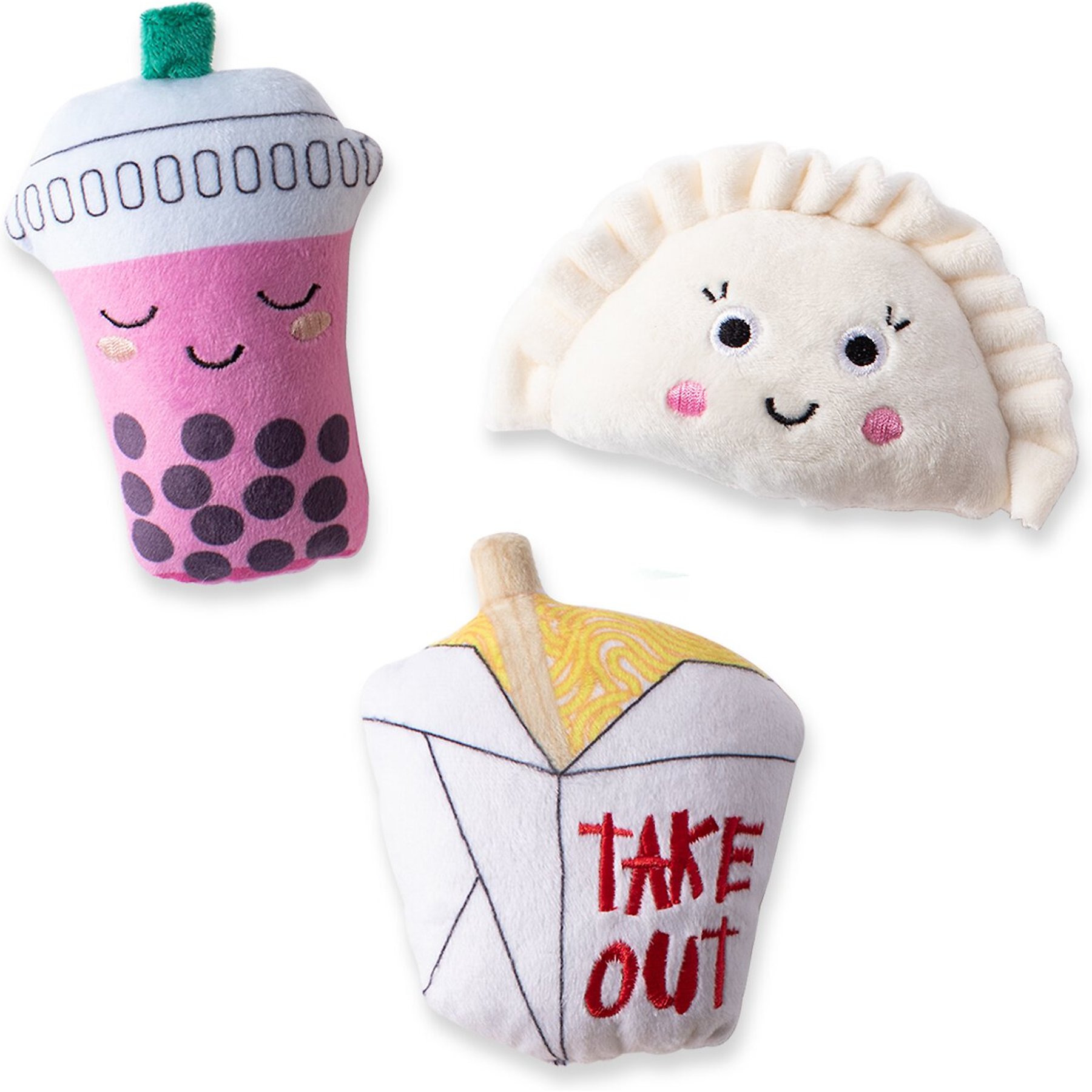 Fringe Studio Take Me Out Small Dog Squeaky Plush Dog Toy, 3 count