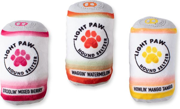 Pet Shop by Fringe Studio Light Paw Cans Small Dog Squeaky Plush Dog Toy, 3 count slide 1 of 3