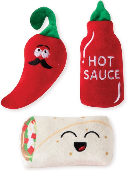 Pet Shop by Fringe Studio Hot & Spicy Small Dog Squeaky Plush Dog Toy, 3 count slide 1 of 3