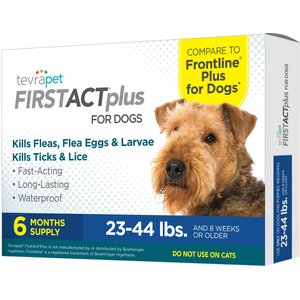 TevraPet FirstAct Plus Flea & Tick Spot Treatment for Dogs, 23 - 44lbs, 6 Doses (6 mos. supply)