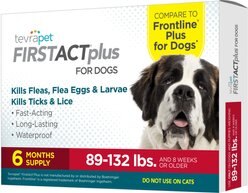 TevraPet FirstAct Plus Flea & Tick Spot Treatment for Dogs, 89 - 132lbs, 6 Doses (6 mos. supply)