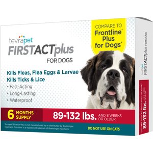 TevraPet FirstAct Plus Flea & Tick Spot Treatment for Dogs, 89 - 132lbs, 6 Doses (6 mos. supply)