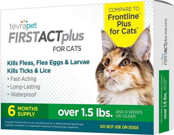 TevraPet FirstAct Plus Flea & Tick Treatment for Cats Over 1.5lbs, 6 doses slide 1 of 6