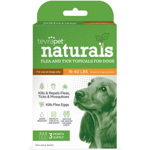 TevraPet Naturals Flea & Tick Topicals for Dogs 16 - 40 lbs, 3 doses