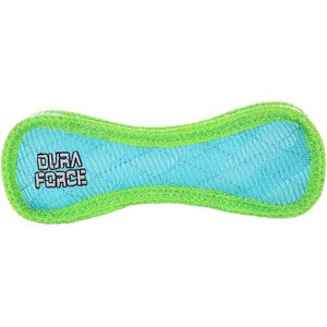 DuraForce Junior Bone Plush Dog Toy, Blue/Green