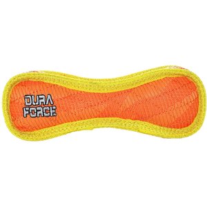 DuraForce Junior Bone Plush Dog Toy, Orange/Yellow