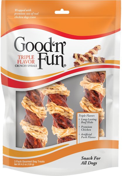 Good 'n' Fun Chicken Wrapped Beefy Spirals Dog Treats, 3 count slide 1 of 8