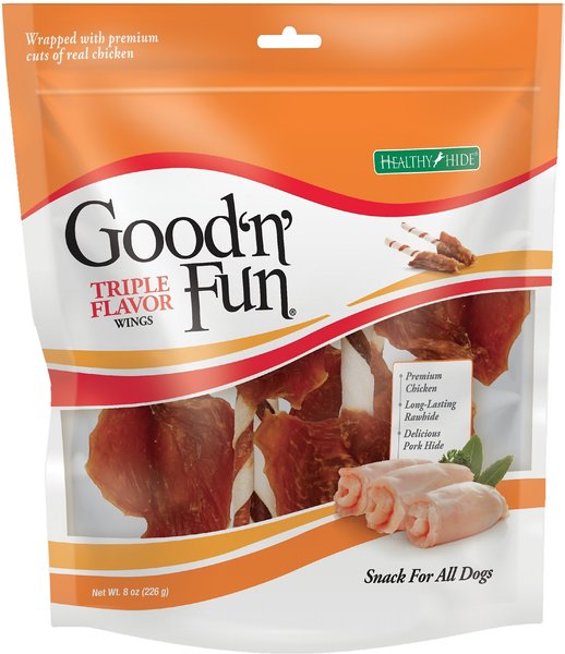 Pack of 24 Good'n'Fun Rawhide Chips Chicken Flavor Dog Chews 4 Oz 