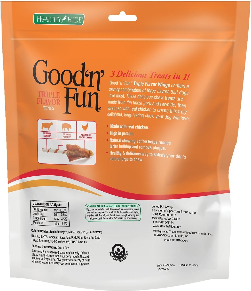 GOOD 'N' FUN Triple Flavor Wings Dog Treats, 8oz bag