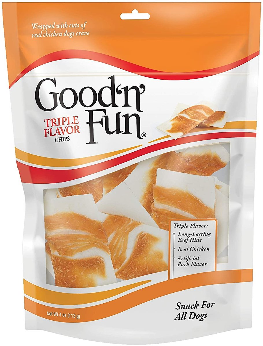 GOOD 'N' FUN Triple Flavor Chips Dog Treats, 4oz bag