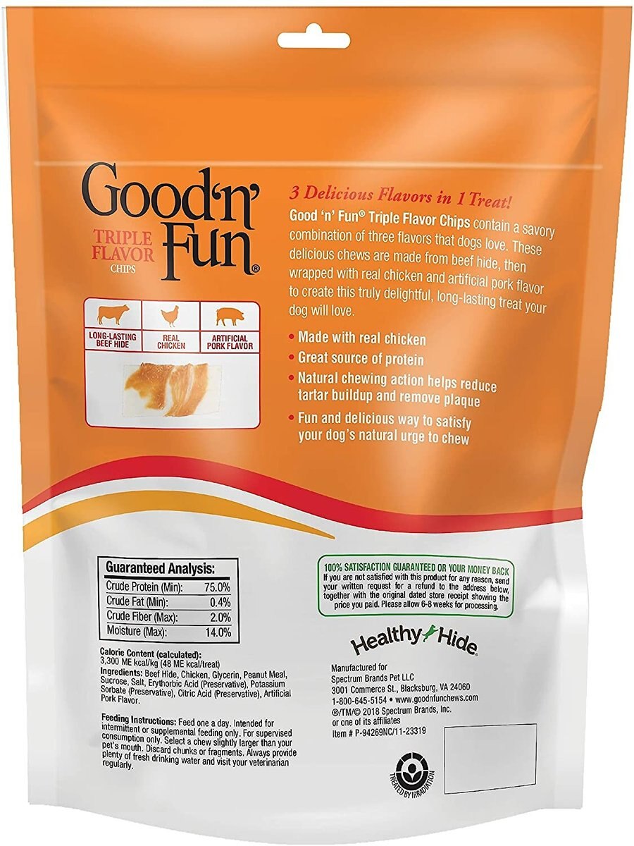 GOOD 'N' FUN Triple Flavor Chips Dog Treats, 4oz bag