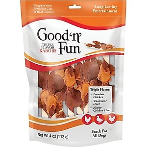 Good 'n' Fun Beef & Chicken Kabob Dog Treats, 4-oz bag