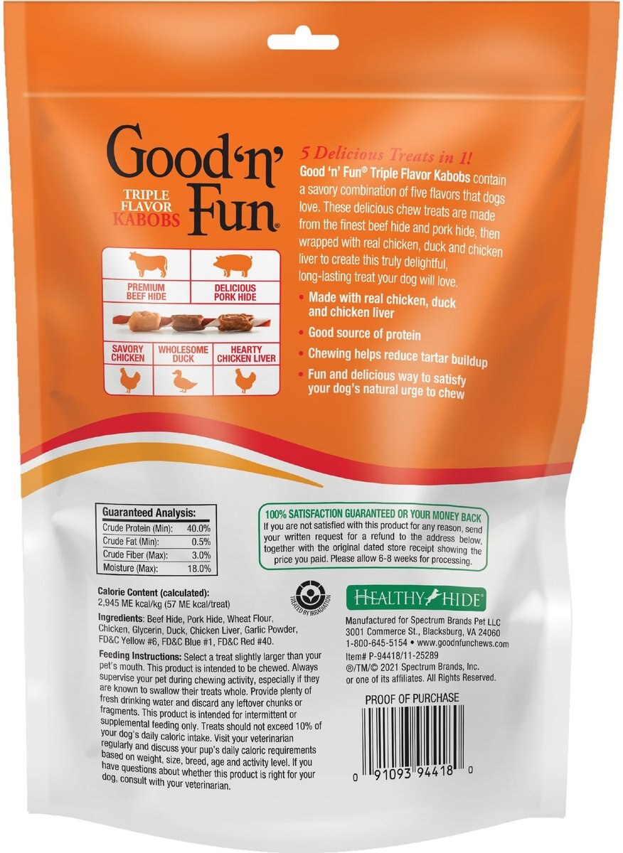 GOOD 'N' FUN Beef & Chicken Kabob Dog Treats, 4oz bag
