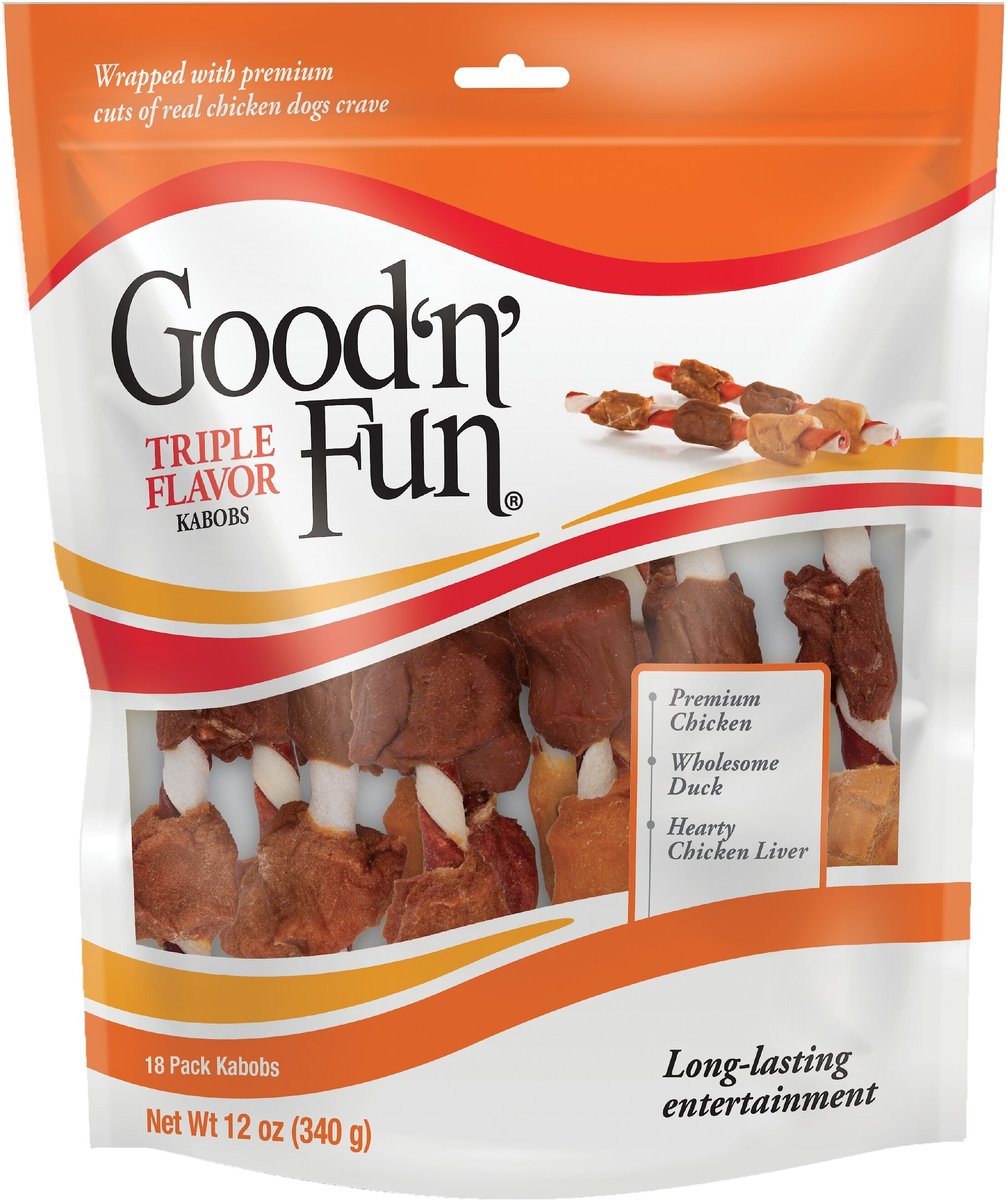 GOOD 'N' FUN Beef & Chicken Kabob Dog Treats, 12oz bag