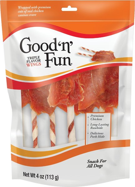 Good 'n' Fun Beef & Chicken Wings Dog Treats, 4-oz bag slide 1 of 9