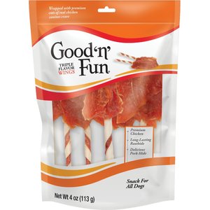 Good 'n' Fun Beef & Chicken Wings Dog Treats, 4-oz bag