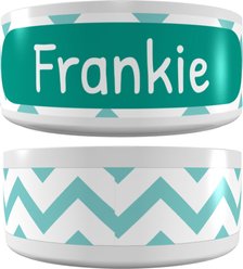 Frisco Personalized Chevron Ceramic Dog Bowl, 4.75-cup, 38-oz