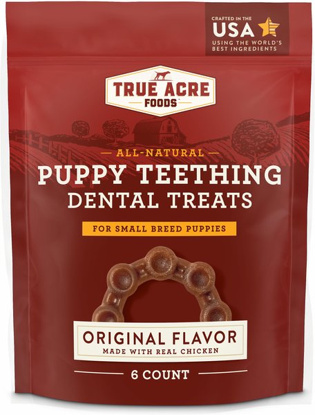 True Acre Foods All-Natural Puppy Dental Teething Ring Original Flavor Dental Dog Treat, 6 count slide 1 of 9