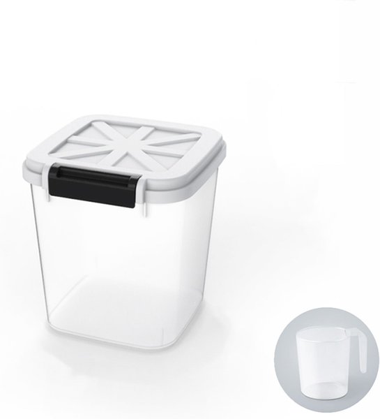 HANAMYA BPA Free Pet Food Storage Container & Measuring Cup, White
