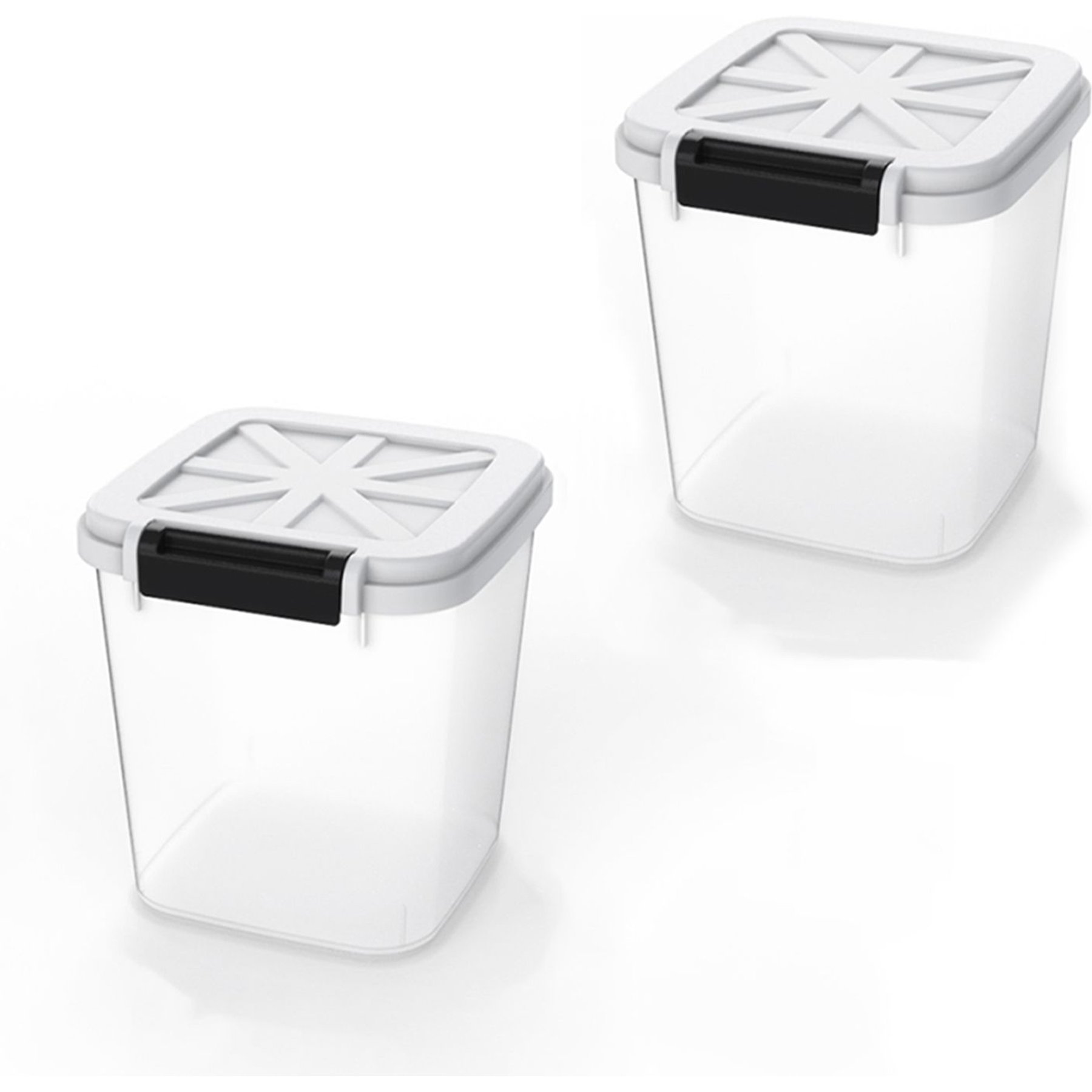 HANAMYA Rice Storage Container with Measuring Cup - 30 lb - White & Gray - 2 Piece