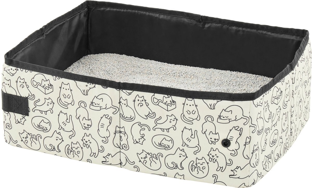 FRISCO Collapsible Cat Cage, Litter Box, & Mat, Animal Sketch