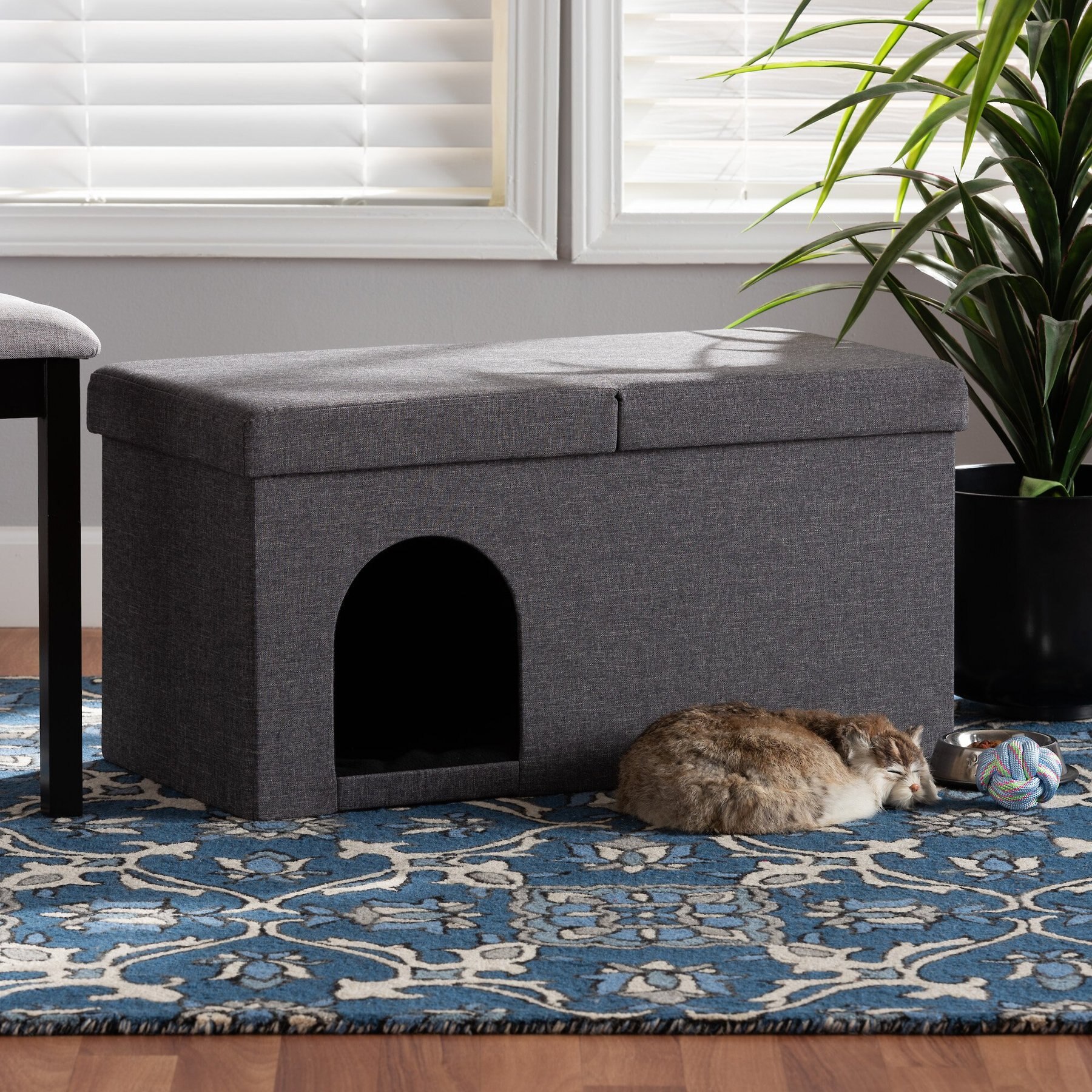 BAXTON STUDIO Kean Wood Cat Litter Box Cover House
