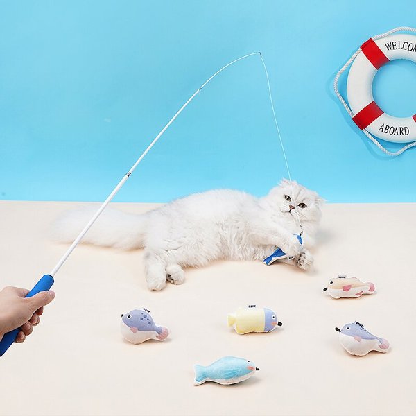 ZEZE Telescopic Fishing Rod Fishing Cat Toy with Catnip
