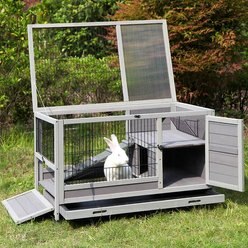 Aivituvin 39-in Indoor & Outdoor Wheeled Rabbit & Guinea Pig Hutch slide 2 of 5