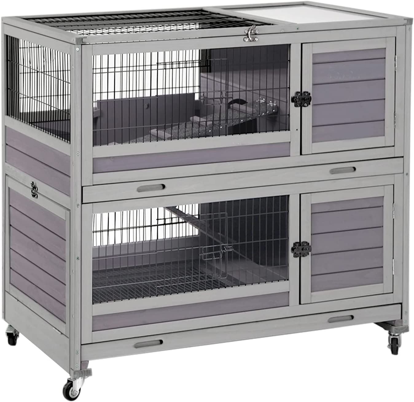 AIVITUVIN 39in Indoor & Outdoor Wheeled Rabbit Cage