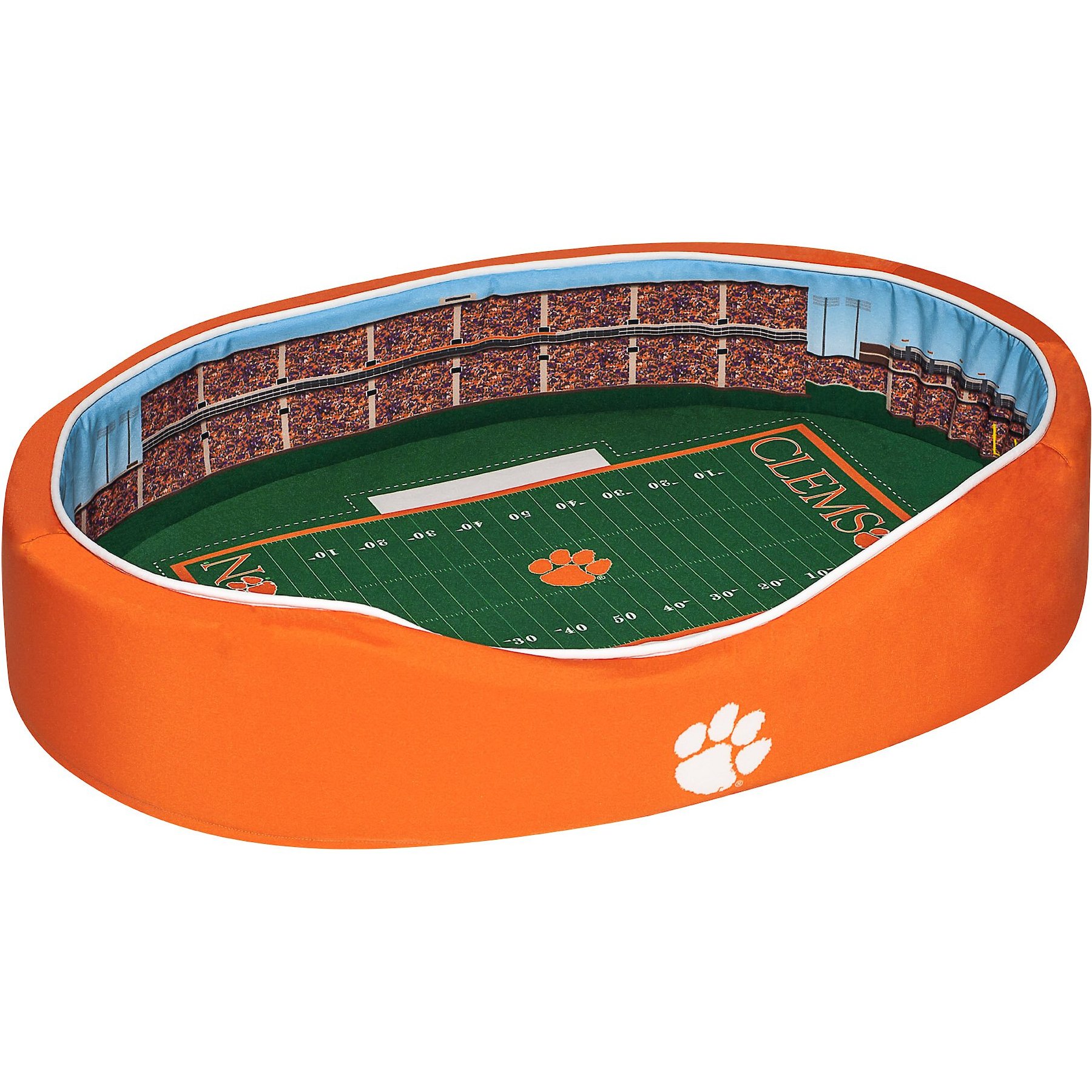 StadiumSpot ACC College Stadium Bolster Dog Bed with Removable Cover, Clemson University, Medium