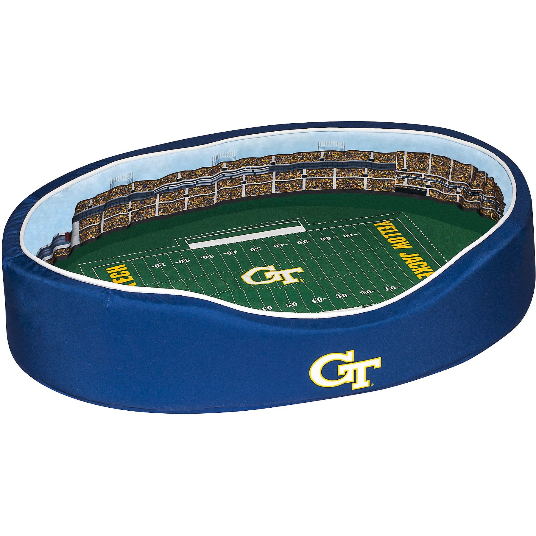 StadiumSpot ACC College Stadium Bolster Dog Bed with Removable Cover, Georgia Tech, Medium