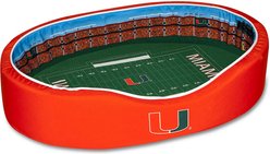 StadiumSpot ACC College Stadium Bolster Dog Bed with Removable Cover, University of Miami, Large