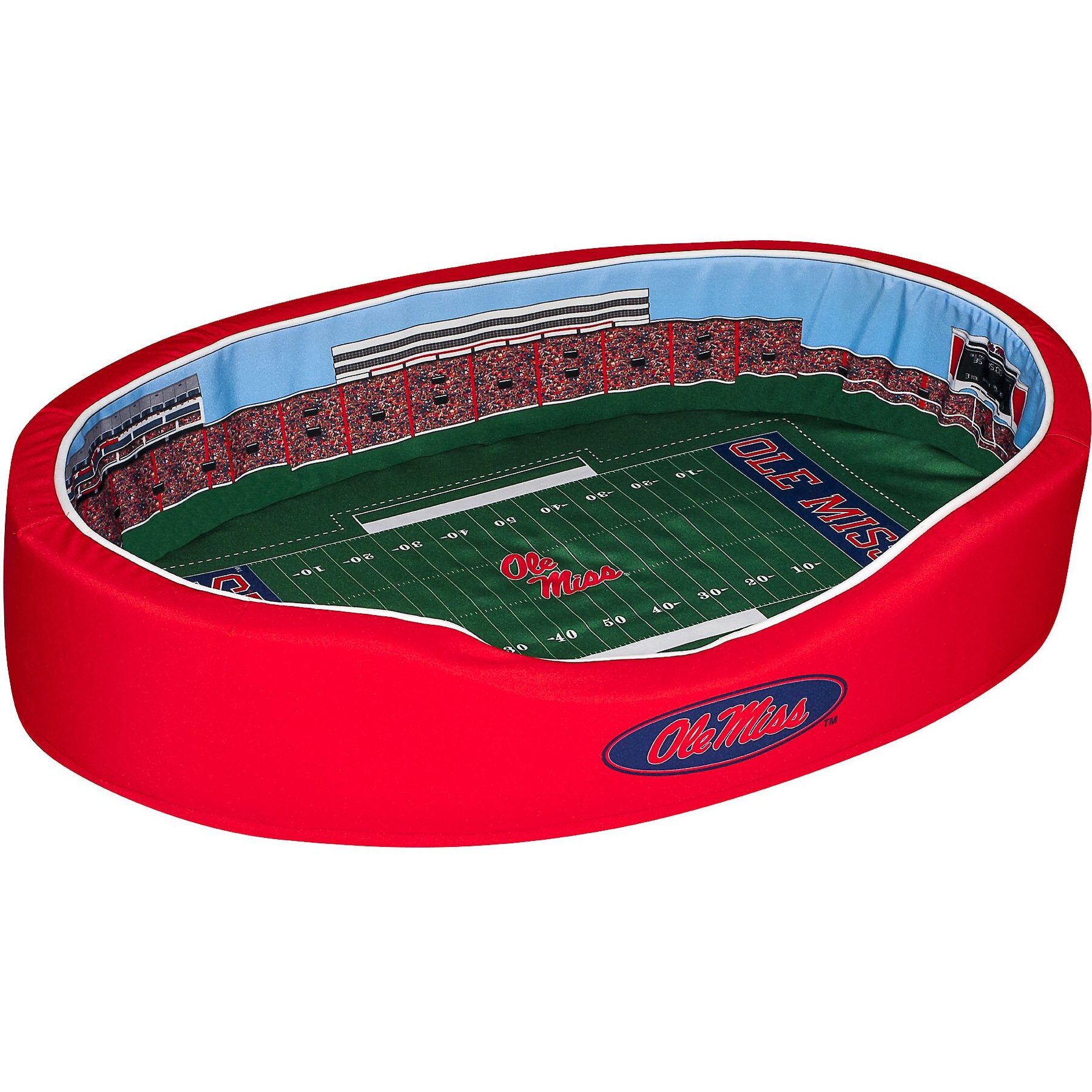 StadiumSpot SEC College Stadium Bolster Dog Bed with Removable Cover, Ole Miss, Medium