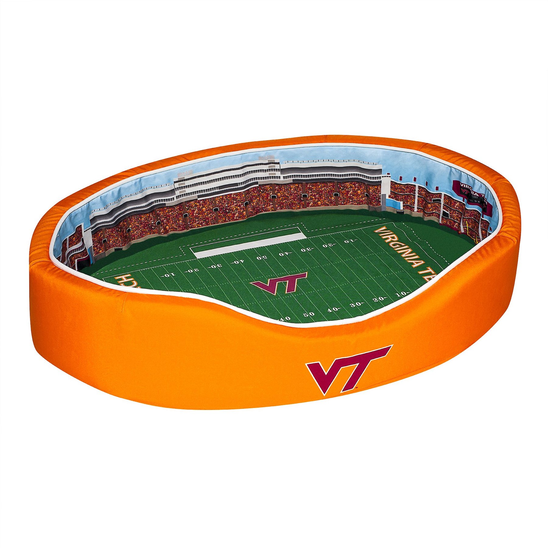 StadiumSpot ACC College Stadium Bolster Dog Bed with Removable Cover, Virginia Tech, Medium