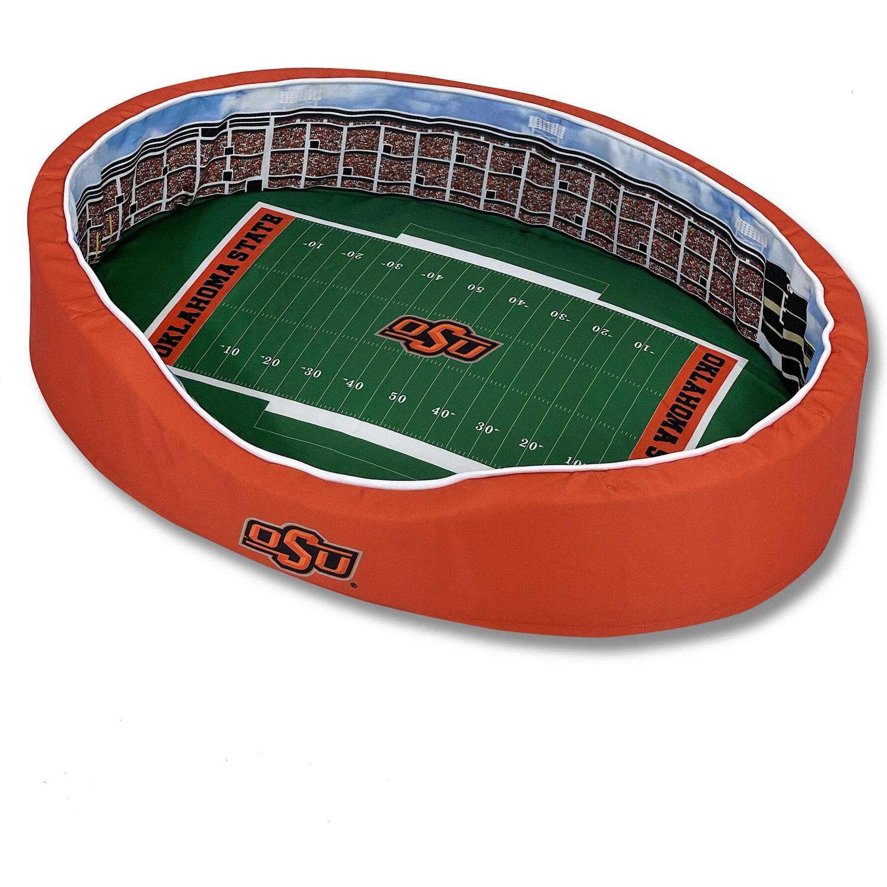 StadiumSpot Big 12 College Stadium Bolster Dog Bed with Removable Cover, Oklahoma State University, Medium