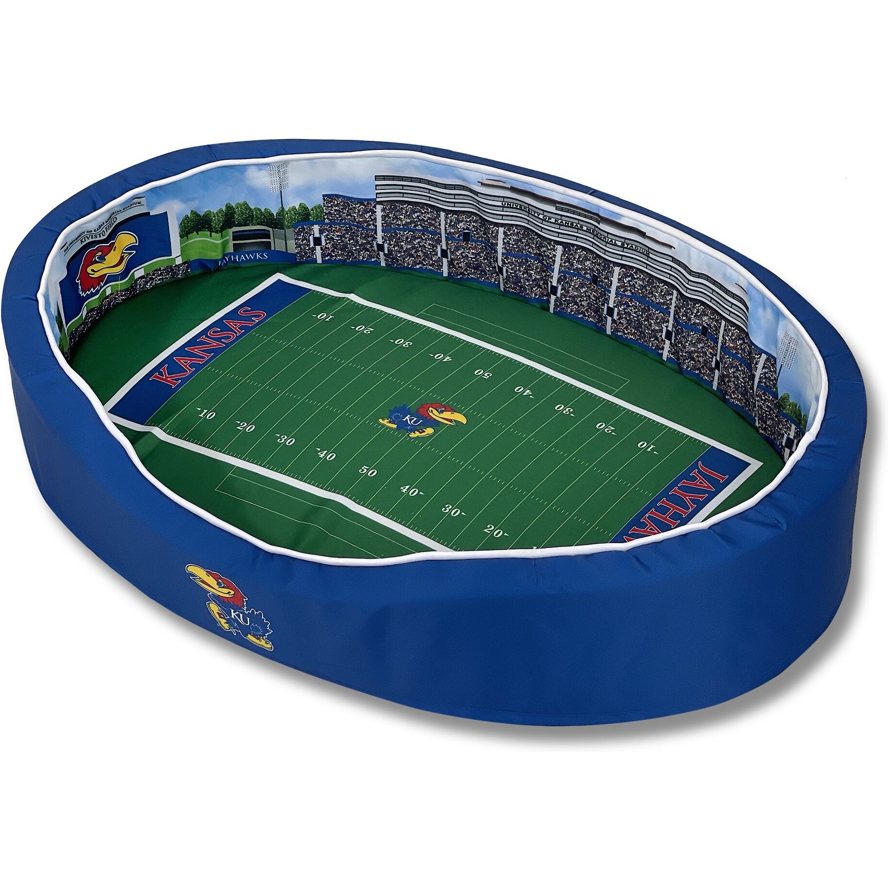 StadiumSpot Big 12 College Stadium Bolster Dog Bed with Removable Cover, Kansas, Small