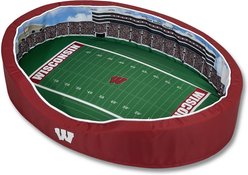 StadiumSpot College Stadium Bolster Dog Bed with Removable Cover, Wisconsin, Small slide 1 of 2