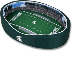 StadiumSpot College Stadium Bolster Dog Bed with Removable Cover, Michigan State, Large