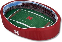 StadiumSpot College Stadium Bolster Dog Bed with Removable Cover, Nebraska, Medium
