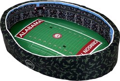 StadiumSpot x OHT Olive Camo College Stadium Bolster Dog Bed with Removable Cover, Alabama Crimson, Large