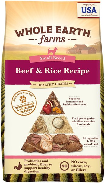 Whole Earth Farms Healthy Grains Small Breed Beef & Rice Recipe Dry Dog Food, 12-lb bag slide 1 of 9