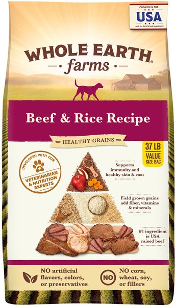 Whole Earth Farms Healthy Grains Beef & Rice Recipe Dry Dog Food, 37-lb bag slide 1 of 9
