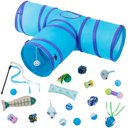Frisco Plush, Teaser, Ball & Tri-Tunnel Variety Pack Cat Toy with Catnip, 20 count, Blue