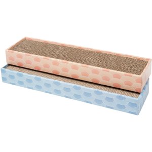 Frisco Single-Wide Cat Scratcher Toy with Catnip, Blue and Orange Waves