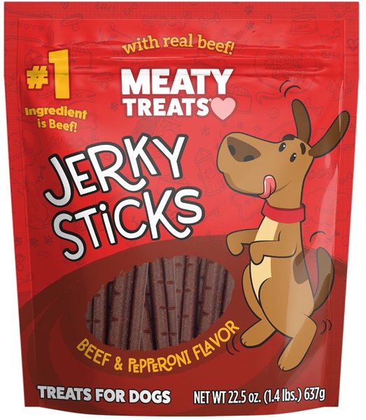 Meaty Treats Beef & Pepperoni Flavor Jerky Sticks Dog Treats, 22.5-oz bag slide 1 of 8