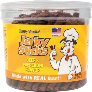 Meaty Treats Beef & Pepperoni Flavor Jerky Sticks Dog Treats, 40-oz canister