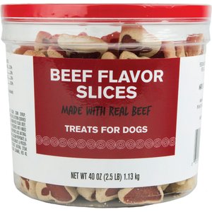 Meaty Treats Beef Flavor Slices Soft & Chewy Dog Treats, 40-oz canister