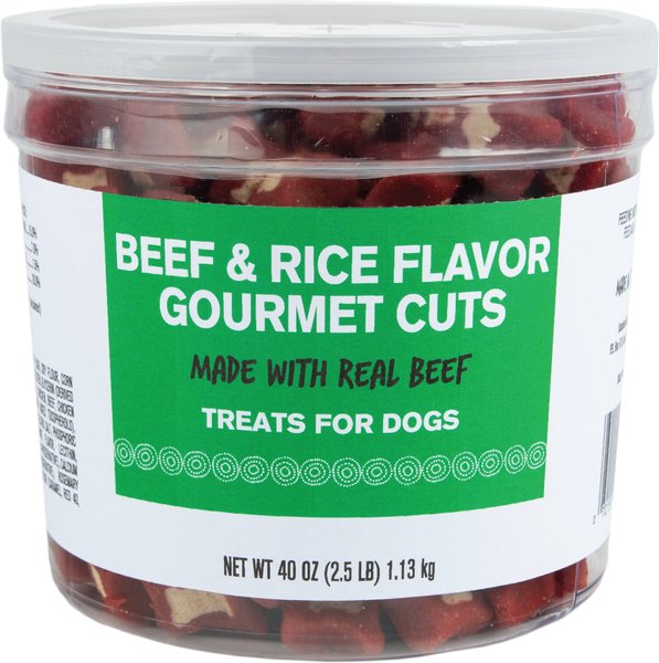 Meaty Treats Gourmet Beef & Rice Flavor Cuts Soft & Chewy Dog Treats, 40-oz canister slide 1 of 9