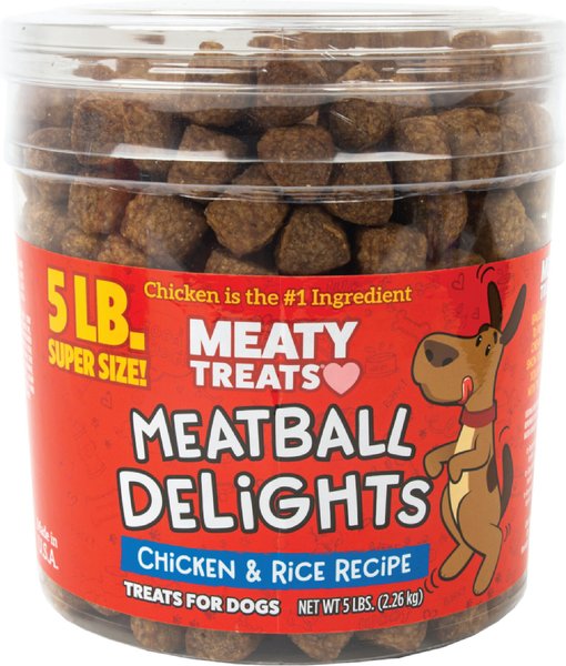 Meaty Treats Meatball Delights Chicken & Rice Recipe Soft & Chewy Dog Treats, 5-lb canister slide 1 of 9